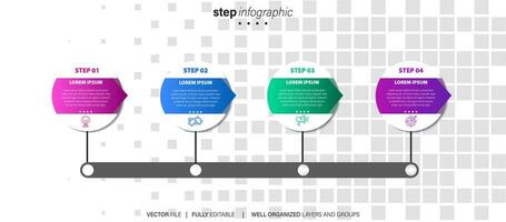 Timeline infographic thin line design with icons. Template for graph, diagram, presentations. Business concept with 4 options. Vector illustration.