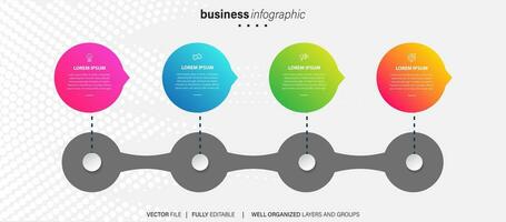 plantilla de infografía empresarial. etiqueta de diseño de línea delgada con icono y 4 opciones, pasos o procesos. vector