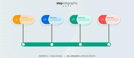 cronograma infografía Delgado línea diseño con iconos modelo para grafico, diagrama, presentaciones negocio concepto con 4 4 opciones vector ilustración.