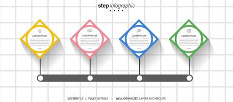 cronograma infografía Delgado línea diseño con iconos modelo para grafico, diagrama, presentaciones negocio concepto con 4 4 opciones vector ilustración.