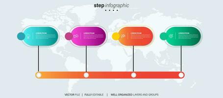 cronograma infografía Delgado línea diseño con iconos modelo para grafico, diagrama, presentaciones negocio concepto con 4 4 opciones vector ilustración.