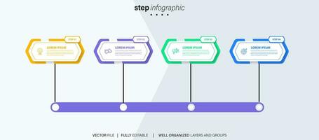 Timeline infographic thin line design with icons. Template for graph, diagram, presentations. Business concept with 4 options. Vector illustration.