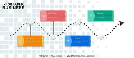 cronograma infografía Delgado línea diseño con iconos modelo para grafico, diagrama, presentaciones negocio concepto con 4 4 opciones vector ilustración.