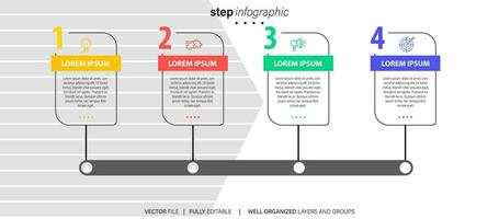 cronograma infografía Delgado línea diseño con iconos modelo para grafico, diagrama, presentaciones negocio concepto con 4 4 opciones vector ilustración.