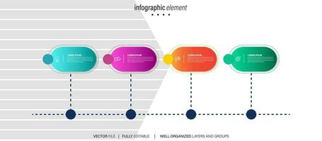 cronograma infografía con infográfico. moderno presentación modelo con 4 4 mascotas para negocio proceso. sitio web modelo en blanco antecedentes para concepto moderno diseño. horizontal disposición. vector