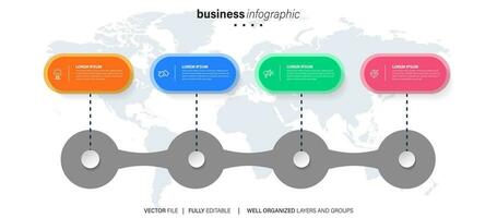 Timeline infographic thin line design with icons. Template for graph, diagram, presentations. Business concept with 4 options. Vector illustration.