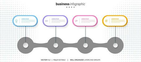 cronograma infografía Delgado línea diseño con iconos modelo para grafico, diagrama, presentaciones negocio concepto con 4 4 opciones vector ilustración.