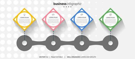 Business infographic template. Thin line design label with icon and 4 options, steps or processes. vector