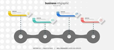 Business infographic template. Thin line design label with icon and 4 options, steps or processes. vector