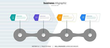 Timeline infographic thin line design with icons. Template for graph, diagram, presentations. Business concept with 4 options. Vector illustration.