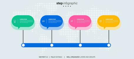 cronograma infografía con infográfico. moderno presentación modelo con 4 4 mascotas para negocio proceso. sitio web modelo en blanco antecedentes para concepto moderno diseño. horizontal disposición. vector