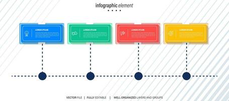 Creative concept for infographic timeline. Process chart. Abstract elements of graph, diagram with 4 steps, options, parts or processes. Vector business template for presentation.