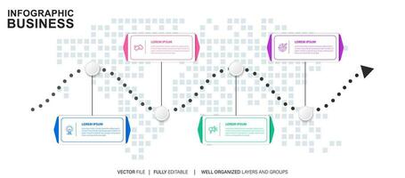 infografía diseño modelo. cronograma concepto con 4 4 pasos vector