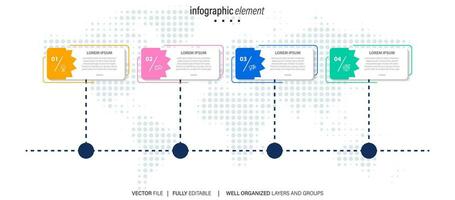 Vector infographic template with label, integrated button. Business concept with 4 options. For content, diagram, flowchart, steps, parts, timeline infographics, workflow, chart.