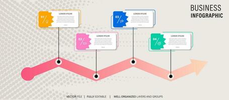 Modern business infographic for company milestones timeline template with flat icons. Easy to use for your website or presentation. vector