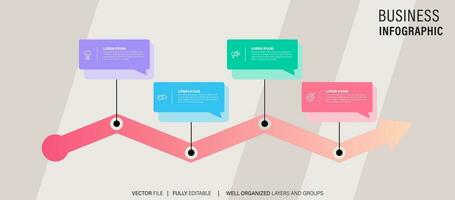 Modern business infographic for company milestones timeline template with flat icons. Easy to use for your website or presentation. vector