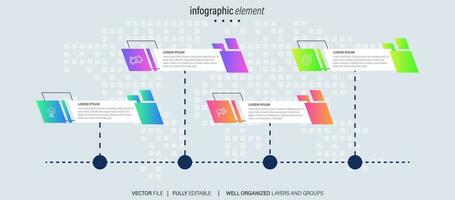 Delgado línea cronograma mínimo infografía concepto con cuatro períodos vector