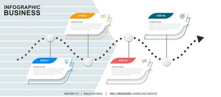 infografía diseño modelo. cronograma concepto con 4 4 pasos vector