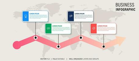 Creative concept for infographic timeline. Process chart. Abstract elements of graph, diagram with 4 steps, options, parts or processes. Vector business template for presentation.