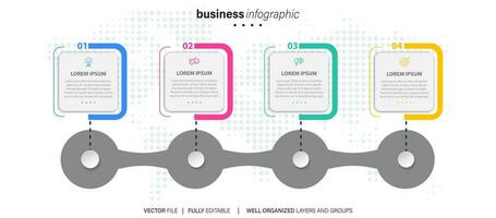 Steps business data visualization timeline process infographic template design with icons vector