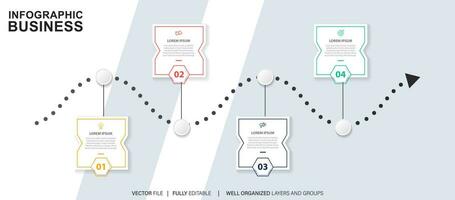 iconos de infografía de línea de tiempo de mapa de ruta de negocios diseñados para plantilla de fondo abstracto elemento de hito diagrama moderno tecnología de proceso marketing digital presentación de datos gráfico ilustración vectorial vector