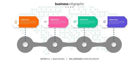 Steps business data visualization timeline process infographic template design with icons vector