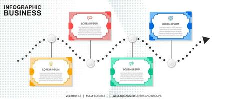 Modern flat timeline with colorful infographic templates icons vector