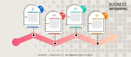 Creative concept for infographic timeline. Process chart. Abstract elements of graph, diagram with 4 steps, options, parts or processes. Vector business template for presentation.