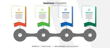 Business infographic template. Thin line design label with icon and 4 options, steps or processes. vector