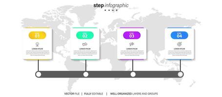 plantilla de infografía empresarial. etiqueta de diseño de línea delgada con icono y 4 opciones, pasos o procesos. vector