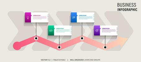 Business timeline workflow infographics. Corporate milestones graphic elements. Company presentation slide template with year periods. Modern vector history time line design.