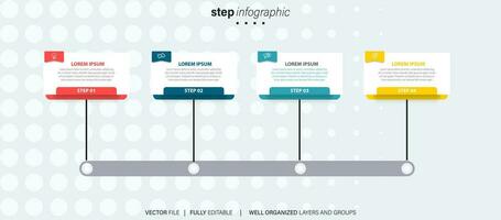 infografía diseño modelo. cronograma concepto con 4 4 pasos vector