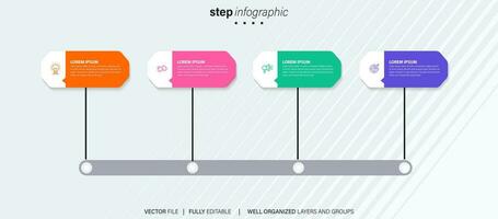 Timeline infographic design element and number options. Business concept with 4 steps. Can be used for workflow layout, diagram, annual report, web design. Vector business template for presentation.