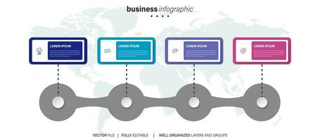 infografia diseño plantilla, negocio concepto con 4 4 pasos o opciones, lata ser usado para flujo de trabajo disposición, diagrama, anual informe, web diseño.creativo bandera, etiqueta vector. vector