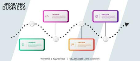 iconos de infografía de línea de tiempo de mapa de ruta de negocios diseñados para plantilla de fondo abstracto elemento de hito diagrama moderno tecnología de proceso marketing digital presentación de datos gráfico ilustración vectorial vector