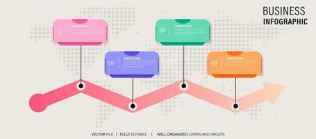 moderno negocio infografía para empresa hitos cronograma modelo con plano iconos fácil a utilizar para tu sitio web o presentación. vector