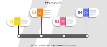 cronograma infografía Delgado línea diseño con iconos modelo para grafico, diagrama, presentaciones negocio concepto con 4 4 opciones vector ilustración.