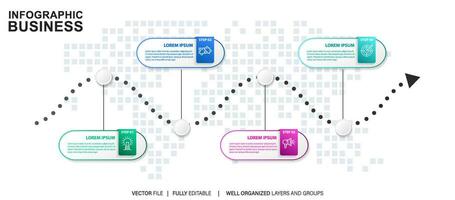 cronograma infografía Delgado línea diseño con iconos modelo para grafico, diagrama, presentaciones negocio concepto con 4 4 opciones vector ilustración.