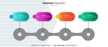 cronograma infografía Delgado línea diseño con iconos modelo para grafico, diagrama, presentaciones negocio concepto con 4 4 opciones vector ilustración.