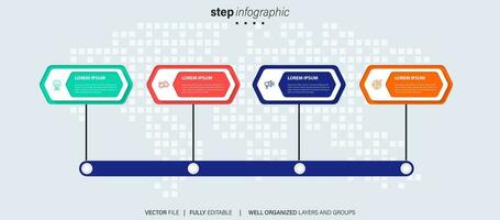 Timeline infographic thin line design with icons. Template for graph, diagram, presentations. Business concept with 4 options. Vector illustration.