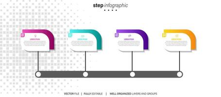 cronograma infografía Delgado línea diseño con iconos modelo para grafico, diagrama, presentaciones negocio concepto con 4 4 opciones vector ilustración.