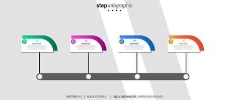 cronograma infografía Delgado línea diseño con iconos modelo para grafico, diagrama, presentaciones negocio concepto con 4 4 opciones vector ilustración.