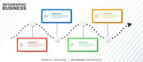 Timeline infographic thin line design with icons. Template for graph, diagram, presentations. Business concept with 4 options. Vector illustration.