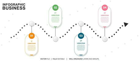 Timeline infographic thin line design with icons. Template for graph, diagram, presentations. Business concept with 4 options. Vector illustration.