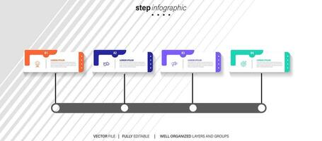 Timeline infographic thin line design with icons. Template for graph, diagram, presentations. Business concept with 4 options. Vector illustration.