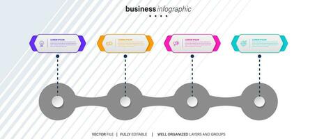 Timeline infographic thin line design with icons. Template for graph, diagram, presentations. Business concept with 4 options. Vector illustration.