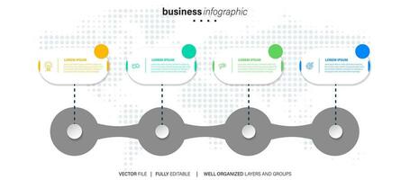 cronograma infografía Delgado línea diseño con iconos modelo para grafico, diagrama, presentaciones negocio concepto con 4 4 opciones vector ilustración.