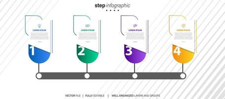 Timeline infographic thin line design with icons. Template for graph, diagram, presentations. Business concept with 4 options. Vector illustration.