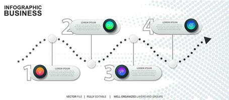 Business infographic template. Thin line design label with icon and 4 options, steps or processes. vector