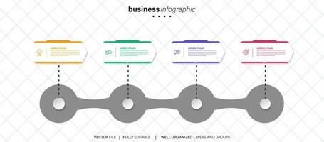 Timeline infographic thin line design with icons. Template for graph, diagram, presentations. Business concept with 4 options. Vector illustration.